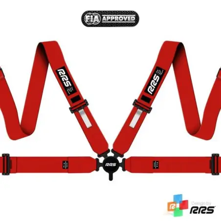 Cinturón arnés homologado FIA de 4 puntos RRS FIA EVO 4 2.5 kg red