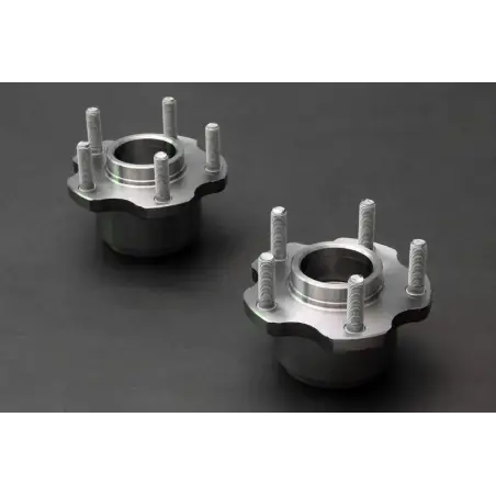 Kit 2 bujes delanteros reforzados Hardrace Nissan 200 SX S13, conversión de 4 a 5 tornillos 5x114.3 (incluyen cojinetes)
