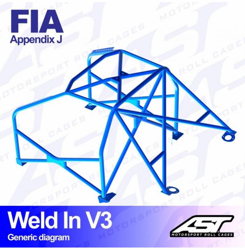 Audi S1 Quattro Barras antivuelco 6 puntos FIA AST Rollcages Motorsport type WELD IN 8 points variante V3