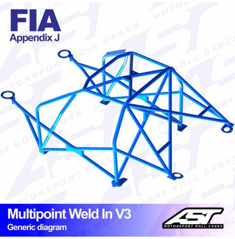 Audi S1 Quattro Barras antivuelco Motorsport FIA Multipoint WELD IN 10 points AST Rollcages variante V3