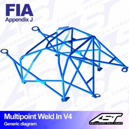 Audi S1 Quattro Barras antivuelco Motorsport FIA Multipoint WELD IN 10 points AST Rollcages variante V4
