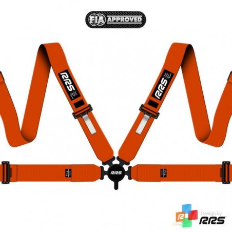 Cinturón Arnés homologado FIA de 4 puntos RRS EVO 4 color naranja (ESPECIAL POR ENCARGO)