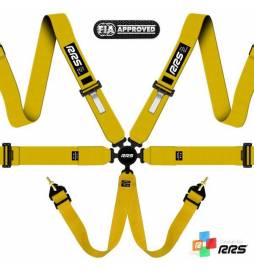 Cinturón Arnés homologado FIA de 6 puntos RRS EVO 6 color Amarillo (ESPECIAL POR ENCARGO)