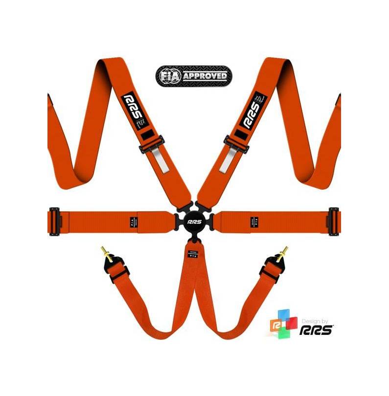 Cinturón Arnés homologado FIA de 6 puntos RRS EVO 6 color Naranja (ESPECIAL POR ENCARGO)