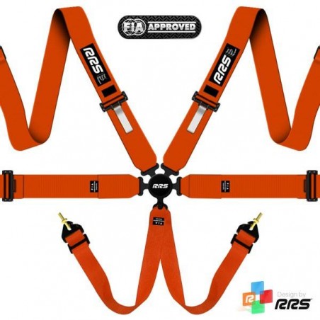 Cinturón Arnés homologado FIA de 6 puntos RRS EVO 6 color Naranja (ESPECIAL POR ENCARGO)