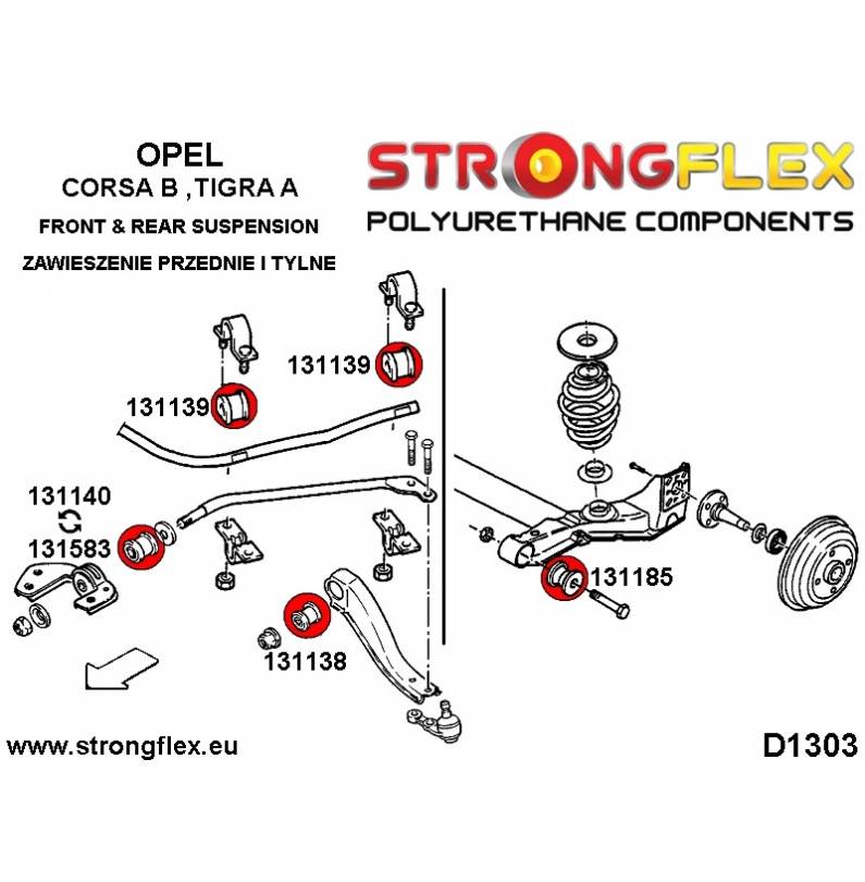 Audi A3 96-03 8L FWD | A3 96-03 8L Quattro | Golf IV | Leon 2WD 99-05 Strongflex 226018B: Front suspension bush kit