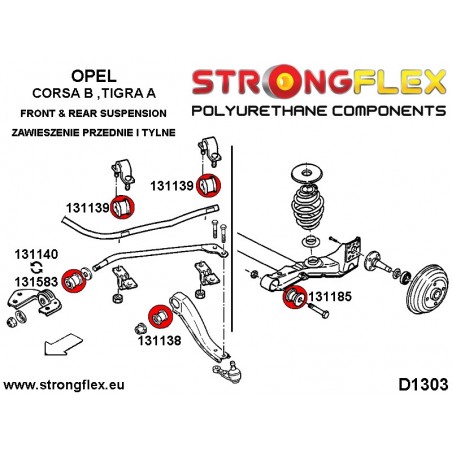 Audi A3 96-03 8L FWD | A3 96-03 8L Quattro | Golf IV | Leon 2WD 99-05 Strongflex 226018B: Front suspension bush kit