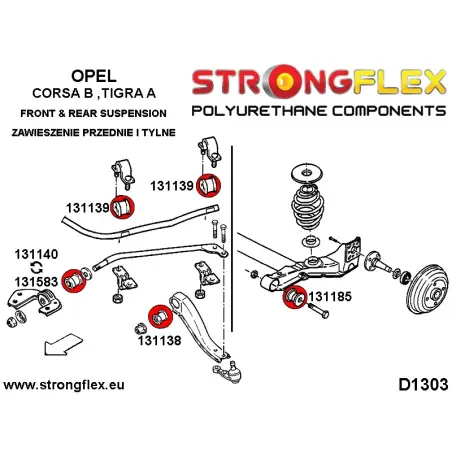 Audi A3 96-03 8L FWD | A3 96-03 8L Quattro | Golf IV | Leon 2WD 99-05 Strongflex 226018B: Front suspension bush kit