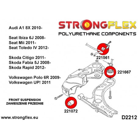 Audi A3 96-03 8L Quattro | Golf IV R32 | S3 99-03 | TT 99-06 Quattro |  Strongflex 226121A: Full suspension bush kit SPORT