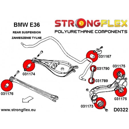 BMW E36 Compact |  Strongflex 036108A: Full suspension bush kit SPORT