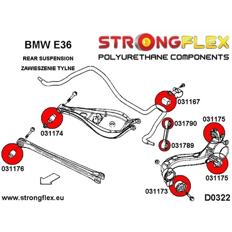 BMW E36 Compact |  Strongflex 036108A: Full suspension bush kit SPORT