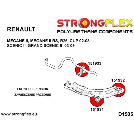Honda CR-V 02-07 | EP/EU/EV/EM/ES | EP3 TYPE R | Integra DC5 01-06 | Strongflex 086170B: Rear suspension bush kit
