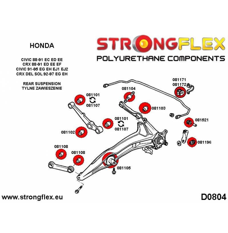 Honda S2000 AP1 99-04 | AP2 04-09 |  Strongflex 086150A: Front suspension bush kit SPORT AP1 AP2