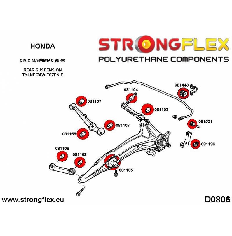 Honda S2000 AP1 99-04 | AP2 04-09 |  Strongflex 086150B: Front suspension bush kit AP1 AP2