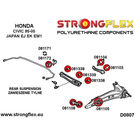 Honda S2000 AP1 99-04 |  Strongflex 086151A: Rear suspension bush kit SPORT AP1