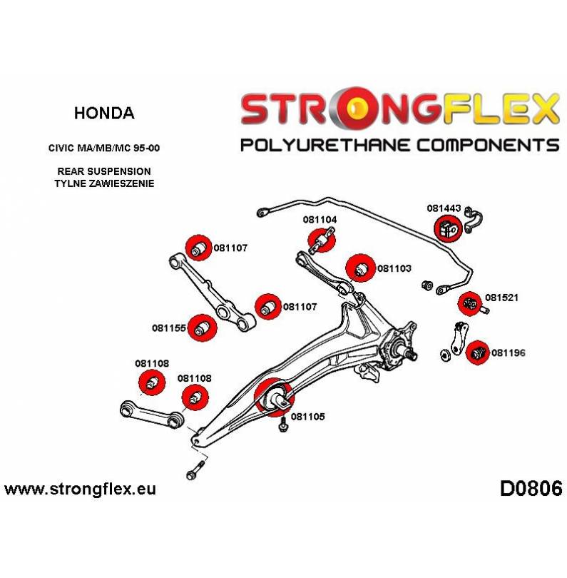 Honda S2000 AP2 04-09 | Strongflex 086154B: Full suspension bush kit AP2 Honda S2000 AP2 04-09 | Strongflex 086154B: Full suspension bush kit AP2