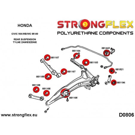 Honda S2000 AP2 04-09 |  Strongflex 086154B: Full suspension bush kit AP2