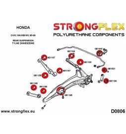 Honda Civic IV 88-91 CRX 88-91  Strongflex 086130B: Full suspension bush kit polyurethane Strongflex - 3