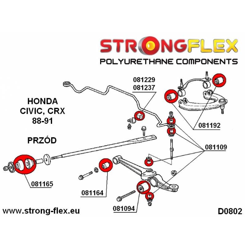 Mazda MX5 Miata NB 99-05 |  Strongflex 106135A: Front suspension polyurethane bush kit SPORT