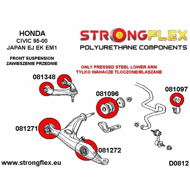 Mitsubishi Evo VII - VIII - IX |  Strongflex 126143A: Rear suspension bush kit SPORT