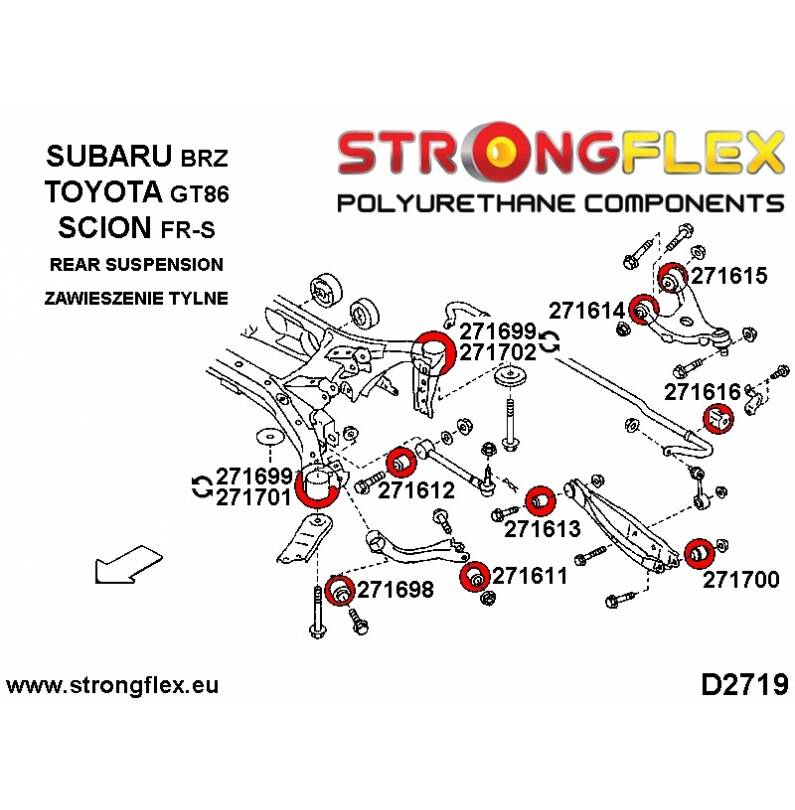 Subaru Legacy/Outback BE BH 98-03 | Legacy/Outback BL BP 03-09 | Strongflex 276158A: Rear suspension bush kit SPORT Subaru Legacy/Outback BE BH 98-03 | Legacy/Outback BL BP 03-09 | Strongflex 276158A: Rear suspension bush kit SPORT