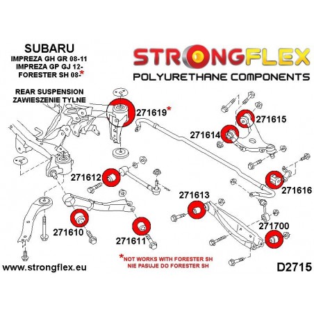Subaru Legacy/Outback BE BH 98-03 | Legacy/Outback BL BP 03-09 |  Strongflex 276158B: Rear suspension bush kit