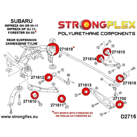 Subaru Legacy/Outback BE BH 98-03 | Legacy/Outback BL BP 03-09 |  Strongflex 276158B: Rear suspension bush kit