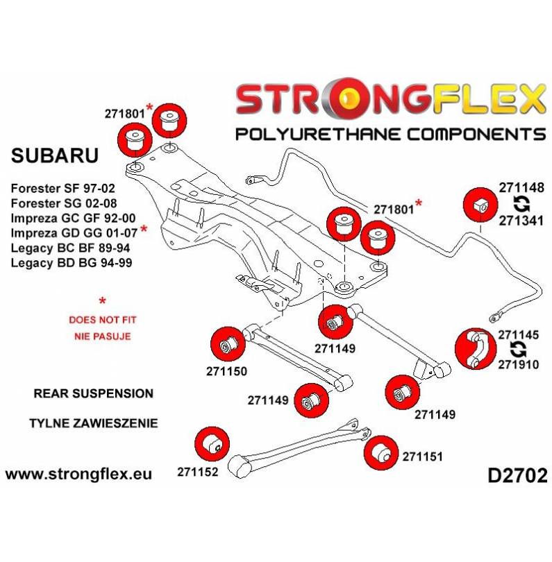 Subaru BRZ | FR-S | GT86 | Strongflex 276192A: Front suspension bush kit SPORT Subaru BRZ | FR-S | GT86 | Strongflex 276192A: Front suspension bush kit SPORT