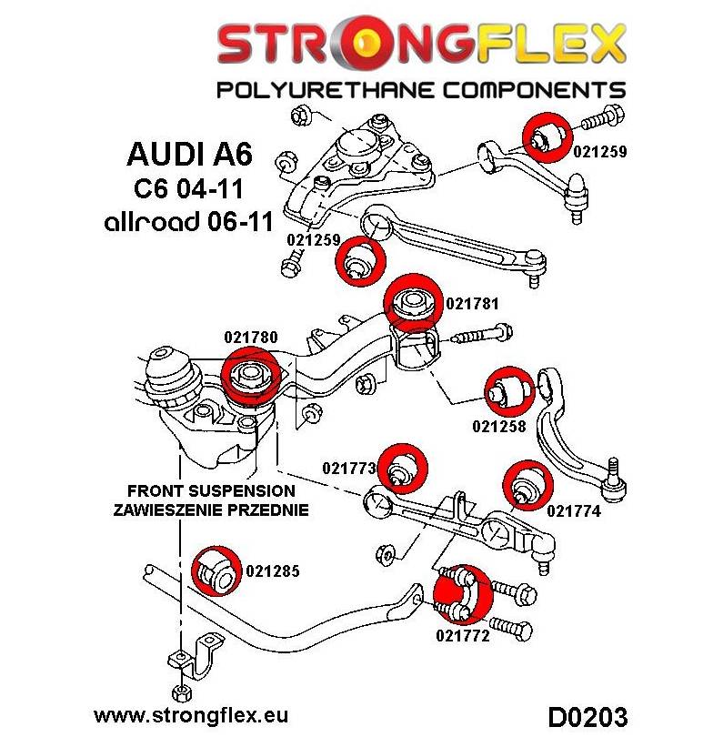 Toyota Celica VII 99-06 |  Strongflex 216161A: Front suspension bush kit SPORT