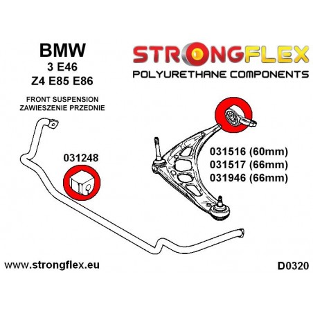 Volkswagen Golf I | Jetta I | Scirocco I 74-81 | Scirocco II 81-92 |  Strongflex 226207A: Suspension bush kit SPORT