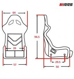 Asiento deportivo baket de fibra de vidrio RRS RACE XL FIA racing seat