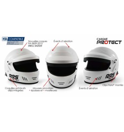 Casco automovilismo RRS Protect Rallye White Full Face HANS RSS equipamiento - 3