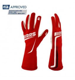 Guantes ignífugos RRS GRIP 2 racing gloves - Red logo WHITE - FIA 8856-2018