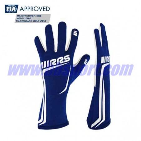 Guantes ignífugos RRS GRIP 2 racing gloves - Blue logo WHITE - FIA 8856-2018