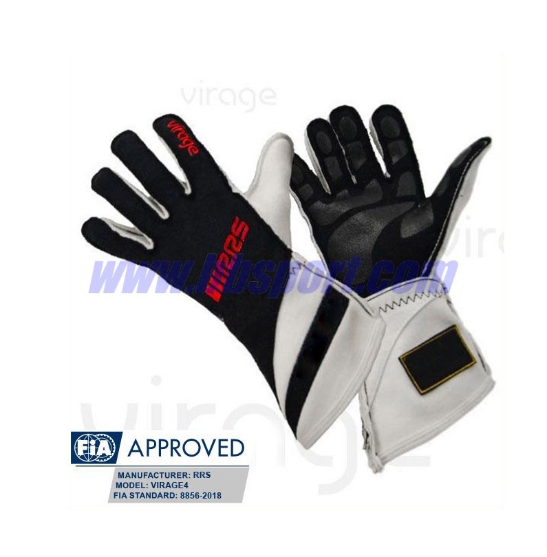 Guantes ignífugos Racing Gloves RRS Virage2 - Black Logo Red - FIA 8856-2018