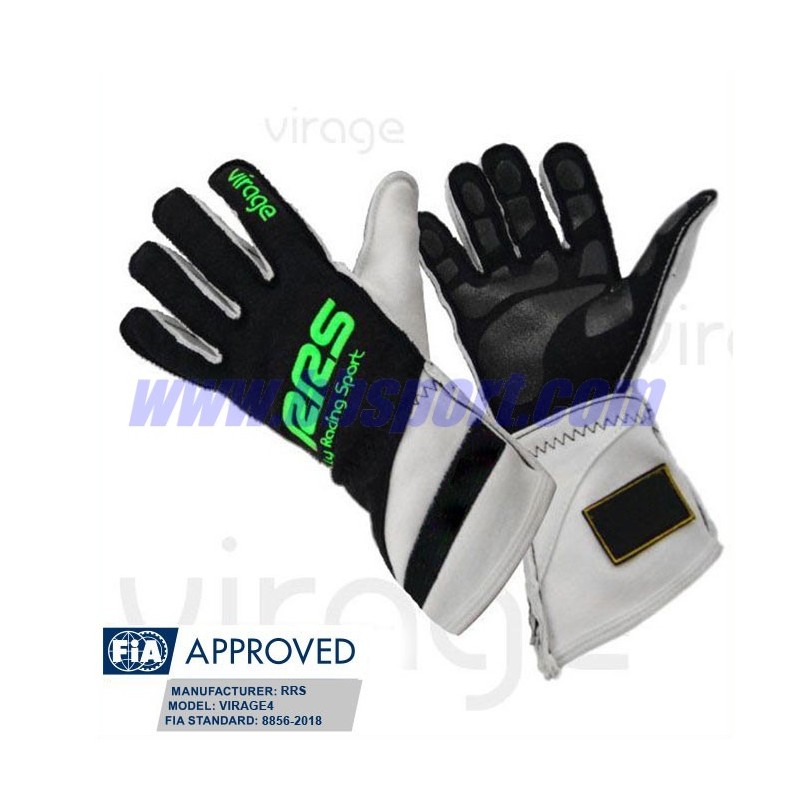 Guantes ignífugos Racing Gloves RRS Virage2 - Black Logo Green - FIA 8856-2018 RSS equipamiento - 1
