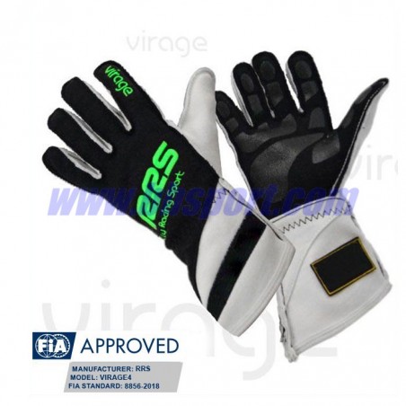 Guantes ignífugos Racing Gloves RRS Virage2 - Black Logo Green - FIA 8856-2018 RSS equipamiento - 1