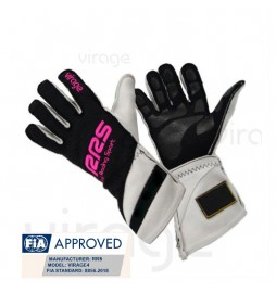Guantes ignífugos Racing Gloves RRS Virage2 - Black Logo Pink - FIA 8856-2018