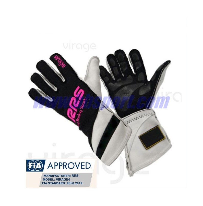 Guantes ignífugos Racing Gloves RRS Virage2 - Black Logo Pink - FIA 8856-2018