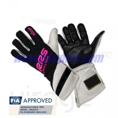 Guantes ignífugos Racing Gloves RRS Virage2 - Black Logo Pink - FIA 8856-2018