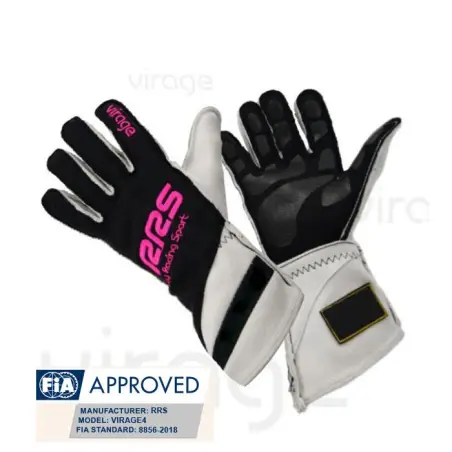 Guantes ignífugos Racing Gloves RRS Virage2 - Black Logo Pink - FIA 8856-2018