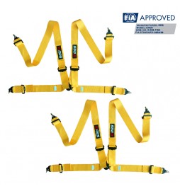 2 X Cinturones arneses homologado FIA de 4 puntos RRS EVO 4 color amarillo (ESPECIAL POR ENCARGO)