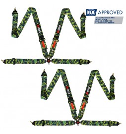 2 X Cinturones arneses homologados FIA de 4 puntos RRS EVO 4 color Camuflaje (ESPECIAL POR ENCARGO)