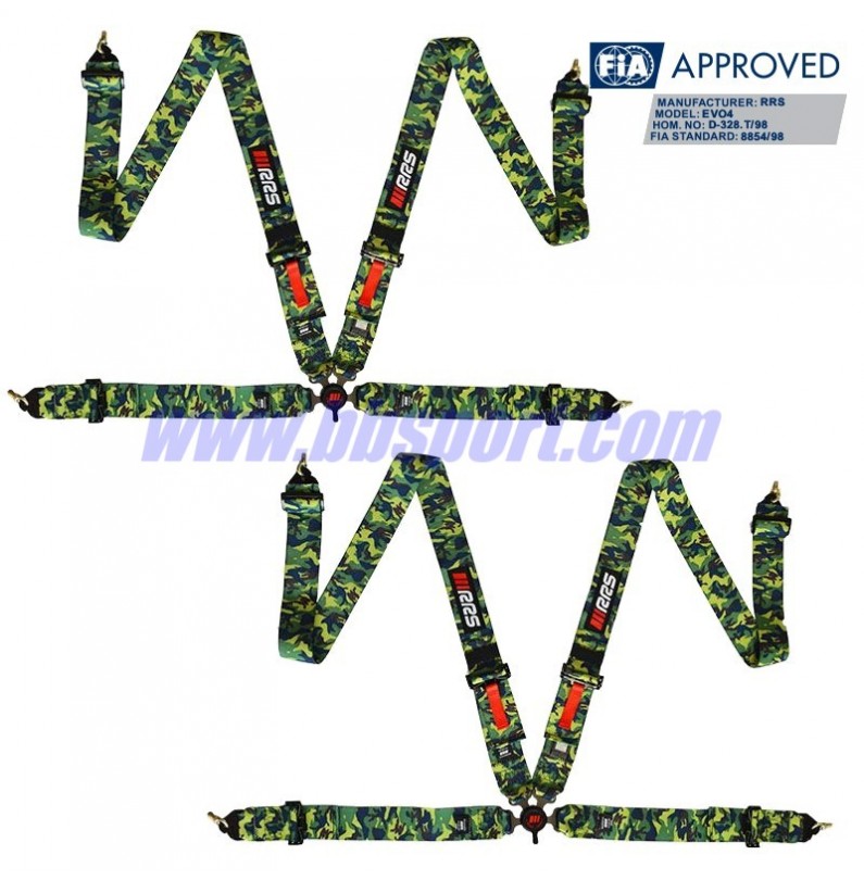 2 X Cinturones arneses homologados FIA de 4 puntos RRS EVO 4 color Camuflaje (ESPECIAL POR ENCARGO) 2 X Cinturones arneses homologados FIA de 4 puntos RRS EVO 4 color Camuflaje (ESPECIAL POR ENCARGO)