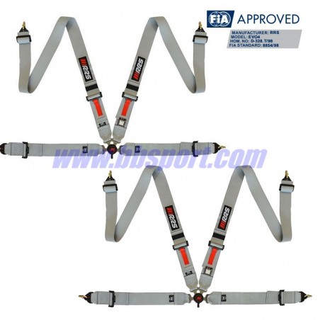 2 X Cinturones arneses homologados puntos RRS EVO 4 color Gris (ESPECIAL POR ENCARGO)