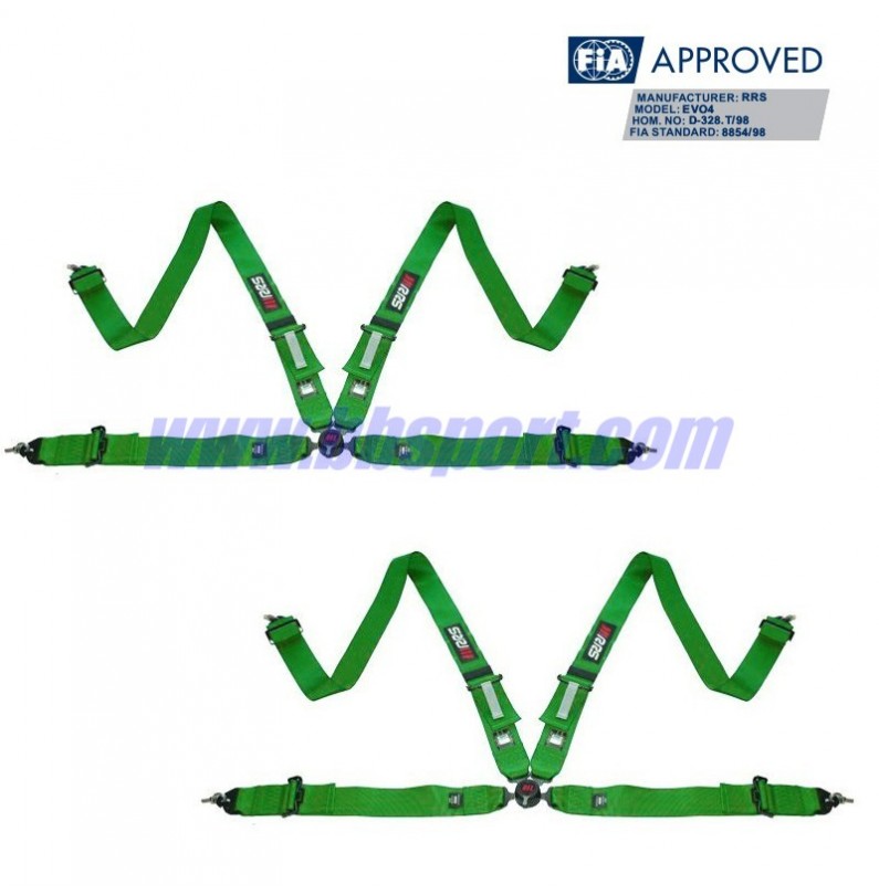 2 X Cinturones arneses homologados FIA de 4 puntos RRS EVO 4 color verde (ESPECIAL POR ENCARGO) 2 X Cinturones arneses homologados FIA de 4 puntos RRS EVO 4 color verde (ESPECIAL POR ENCARGO)