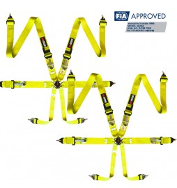 2 X Cinturones arneses homologados FIA de 6 puntos RRS EVO 6 color Amarillo (ESPECIAL POR ENCARGO)