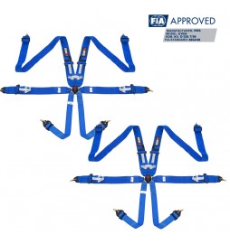 2 X Cinturones arneses homologados FIA de 6 puntos RRS EVO 6 color Azul
