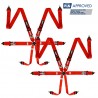 2 X Cinturones arneses homologados FIA de 6 puntos RRS EVO 6 color rojo RSS equipamiento - 1