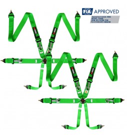 2 X Cinturones arneses homologados FIA de 6 puntos RRS EVO 6 color verde (ESPECIAL POR ENCARGO)